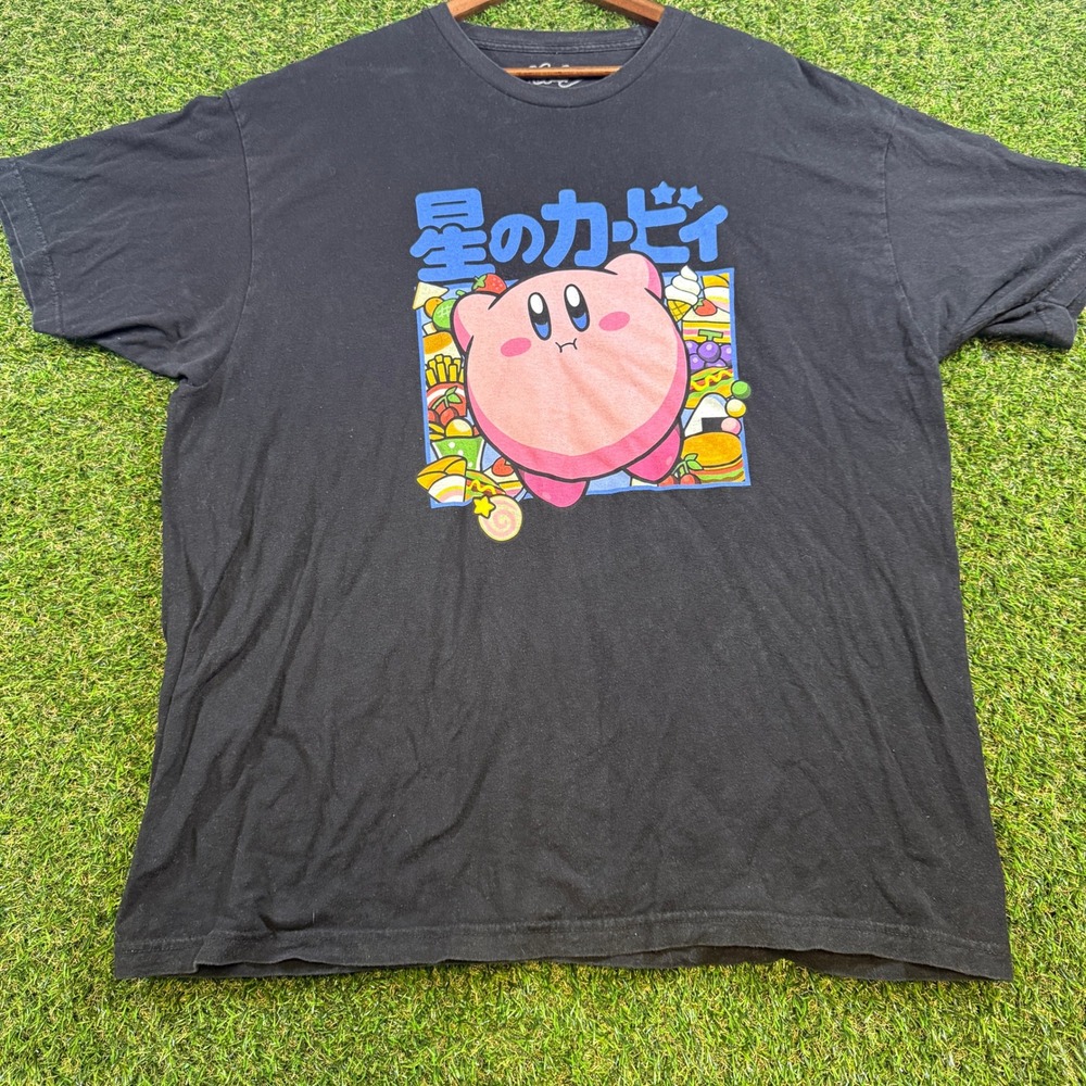 Nintendo Kirby Graphic T-Shirt Mens 2XL Black Short Sleeve Cotton Video Game